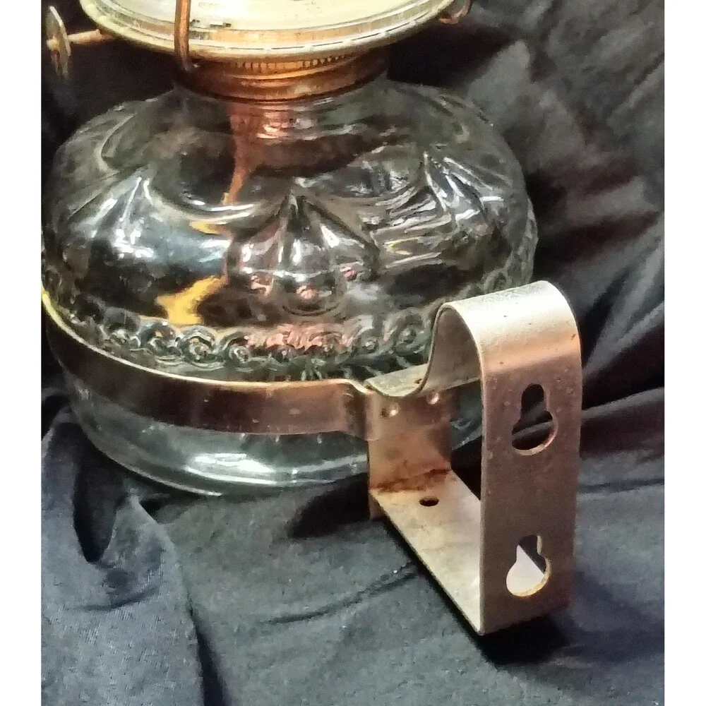 Pair of Vintage Clear Glass Eagle Oil Lamps with Hangers